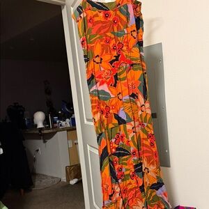 Calvin Klein Collection Vibrant Orange and Red Floral Dress